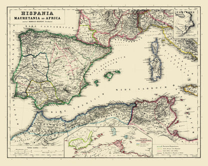 Historic Map - Spain North Africa - Kiepert 1903 - 28.90 x 23 - Vintage Wall Art