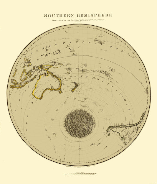 Historic Map - South Pole - Thomson 1816 - 23 x 26.95 - Vintage Wall Art