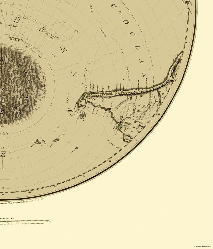 Historic Map - South Pole - Thomson 1816 - 23 x 26.95 - Vintage Wall Art