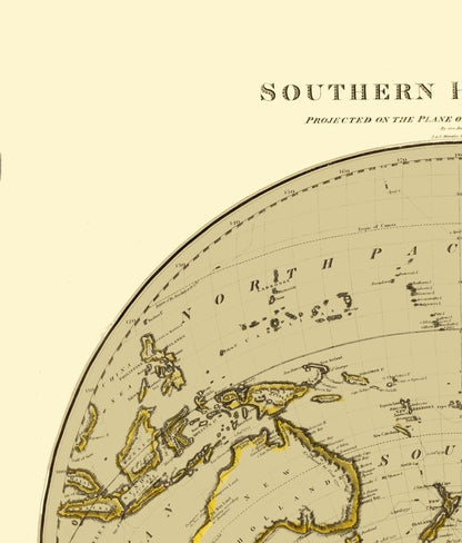 Historic Map - South Pole - Thomson 1816 - 23 x 26.95 - Vintage Wall Art