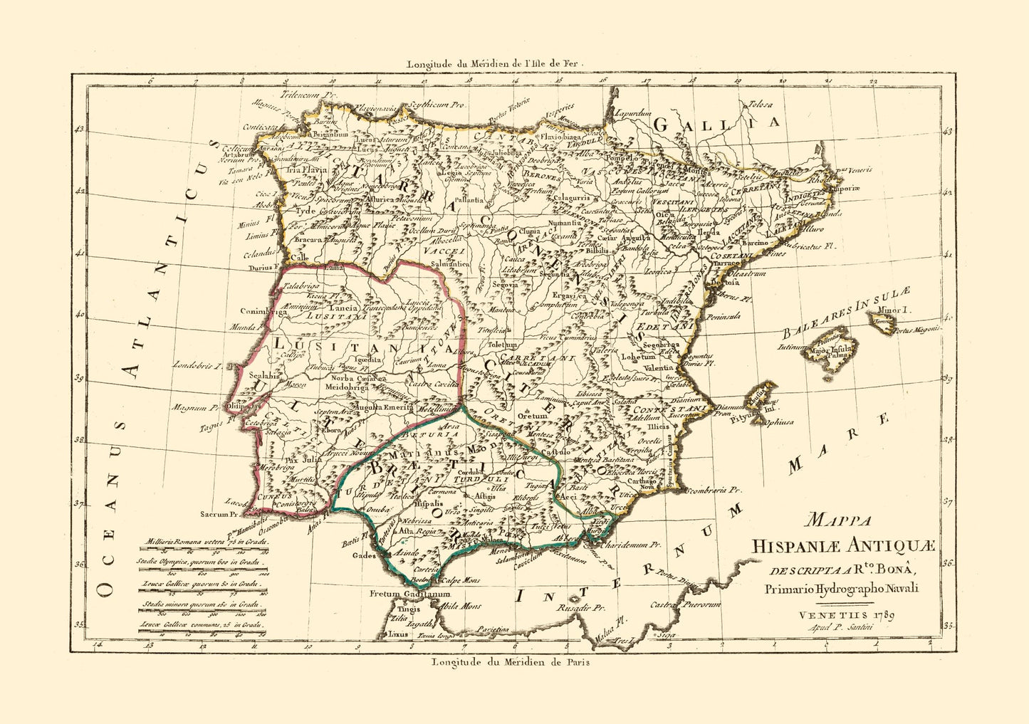 Historic Map - Spain Ancient - Santini 1794 - 32.69 x 23 - Vintage Wall Art