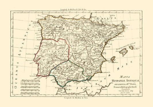 Historic Map - Spain Ancient - Santini 1794 - 32.69 x 23 - Vintage Wall Art