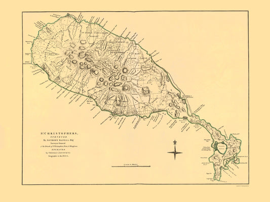 Historic Map - St Kitts St Christophers Caribbean - Jefferys 1768 - 23 x 30.61 - Vintage Wall Art