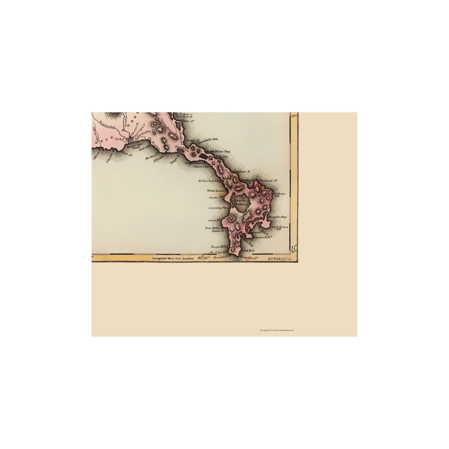 Historic Map - St Kitts St Christophers Caribbean - Lucas 1823 - 23 x 27.24 - Vintage Wall Art