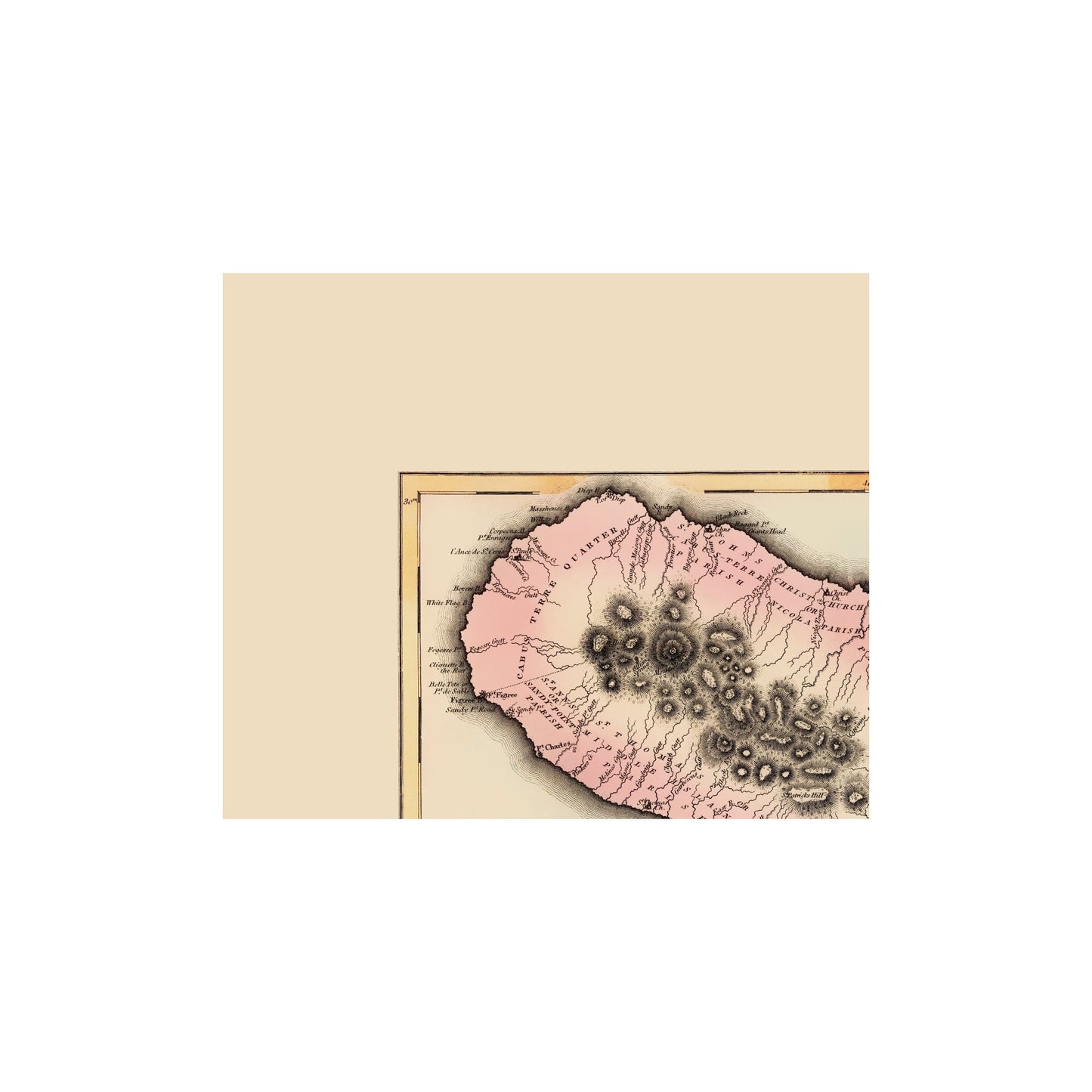 Historic Map - St Kitts St Christophers Caribbean - Lucas 1823 - 23 x 27.24 - Vintage Wall Art