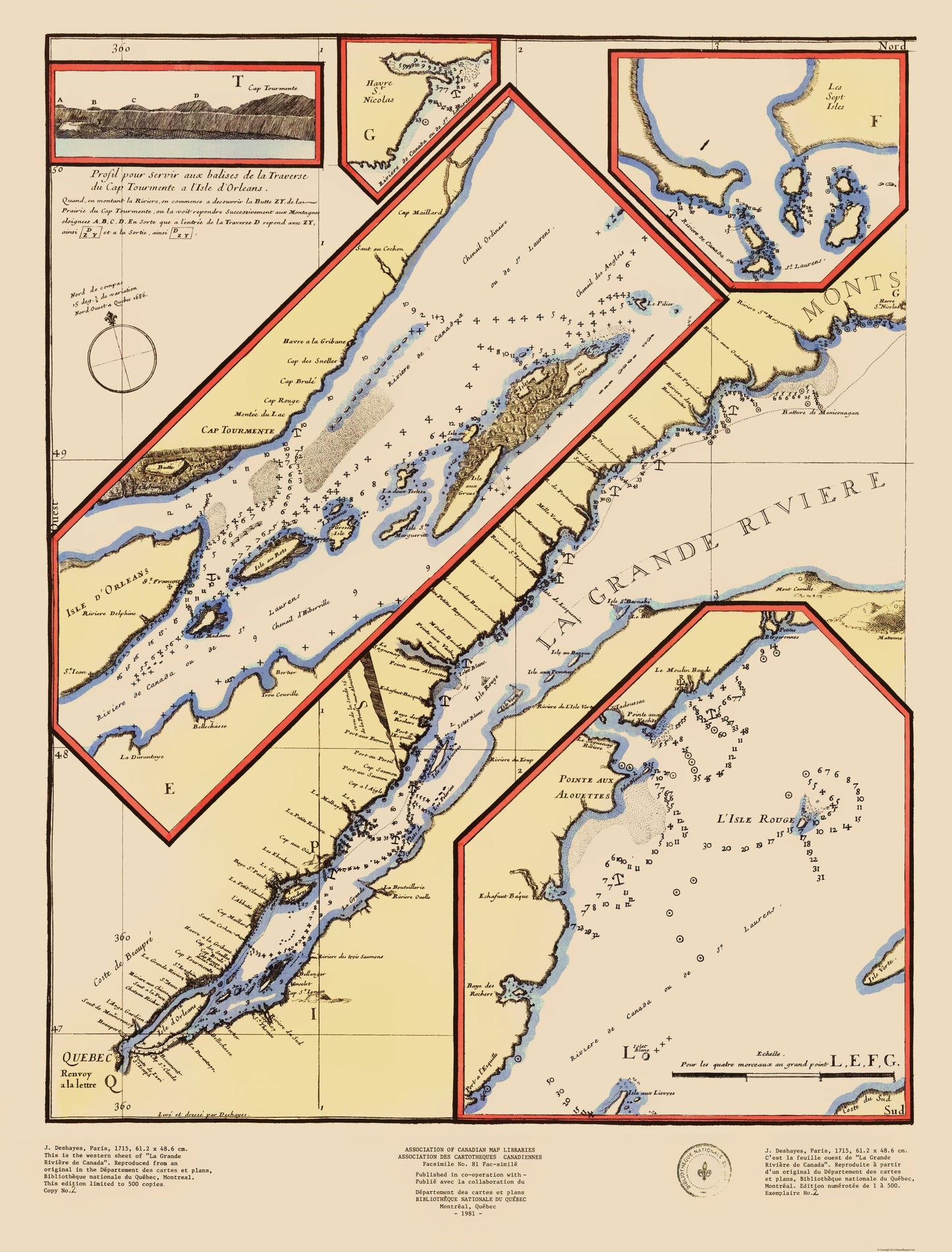 Historic Nautical Map - St Lawrence River Quebec Canada - De Fer 1695 - 23 x 30.27 - Vintage Wall Art