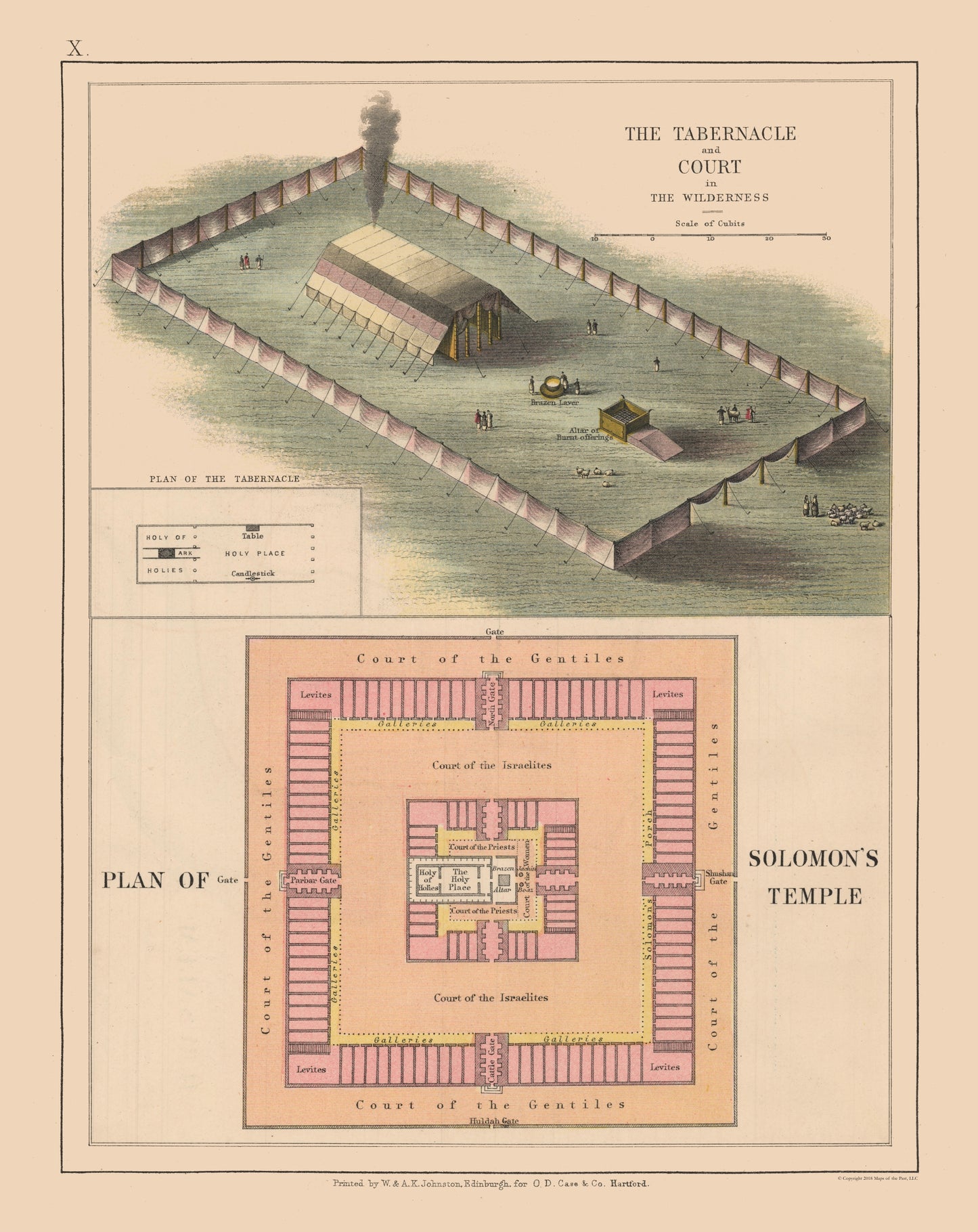 Historic Map - Israel Solomons Temple Court - Case 1878 - 23 x 28.97 - Vintage Wall Art