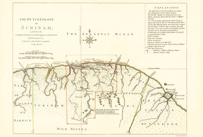 Historic Map - Surinam Dutch Colony - Jefferys 1771 - 23 x 33.99 - Vintage Wall Art