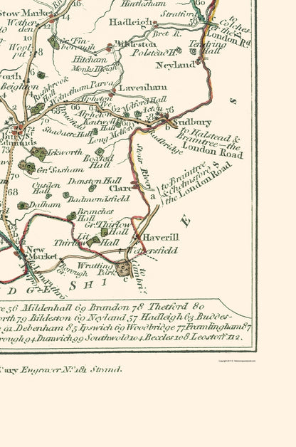 Historic Map - Suffolk County England - Cary 1792 - 23 x 34.75 - Vintage Wall Art