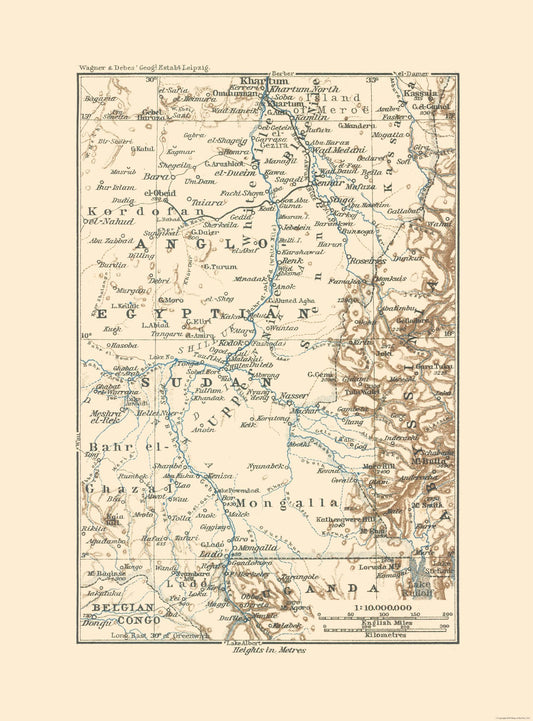 Historic Map - Anglo Egyptian Sudan - Baedeker 1913 - 23 x 31.11 - Vintage Wall Art