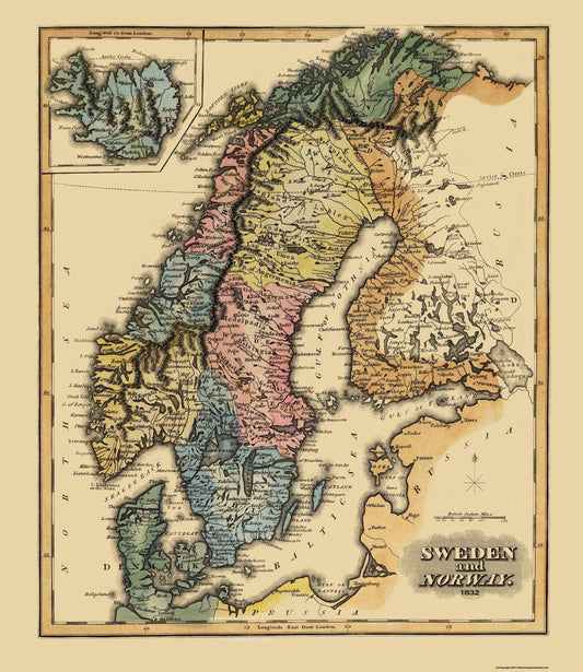 Historic Map - Sweden Norway - Lucas 1823 - 23 x 26.56 - Vintage Wall Art