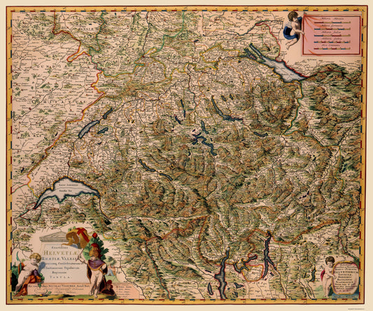 Historic Map - Switzerland - Visscher 1658 - 23 x 27.56 - Vintage Wall Art