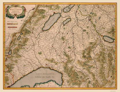 Historic Map - Switzerland Southwest - Blaeu 1610 - 23 x 29.88 - Vintage Wall Art