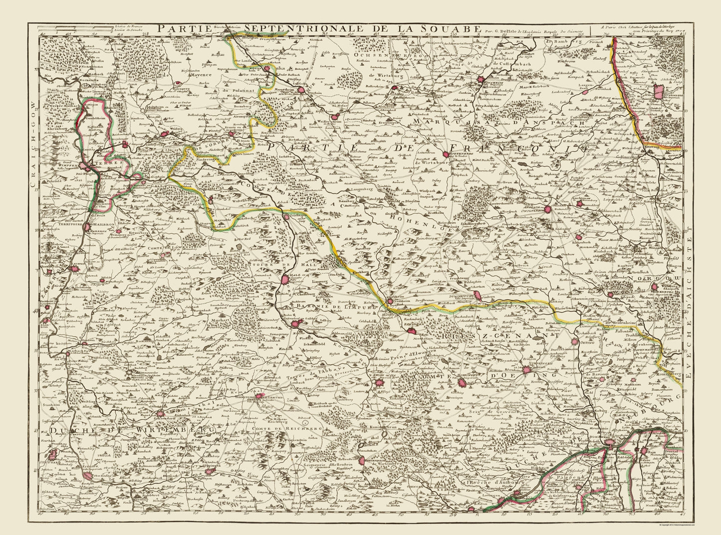 Historic Map - Swabia Germany - Covens 1742 - 23 x 30.98 - Vintage Wall Art