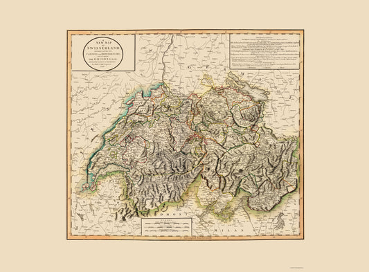 Historic Map - Switzerland - Cary 1799 - 23 x 31.20 - Vintage Wall Art