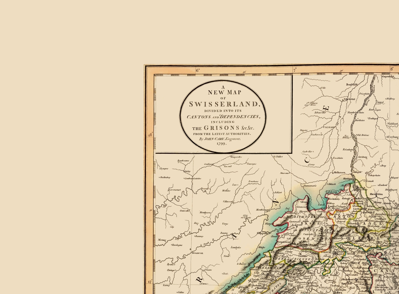 Historic Map - Switzerland - Cary 1799 - 23 x 31.20 - Vintage Wall Art