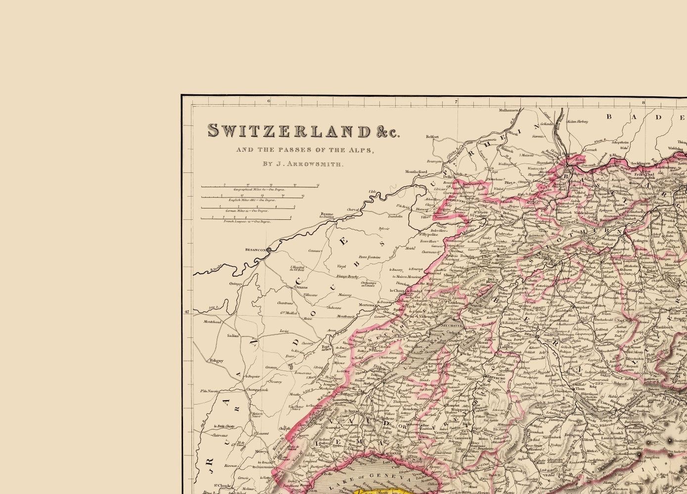 Historic Map - Switzerland - Arrowsmith 1844 - 23 x 31.95 - Vintage Wall Art
