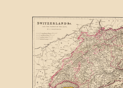 Historic Map - Switzerland - Arrowsmith 1844 - 23 x 31.95 - Vintage Wall Art