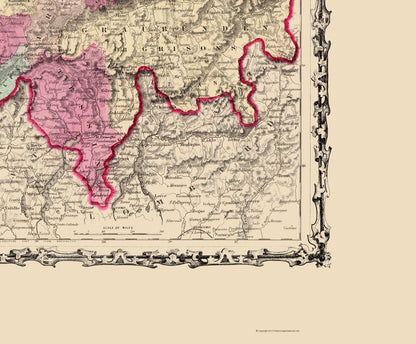 Historic Map - Switzerland - Johnson 1860 - 23 x 27.80 - Vintage Wall Art