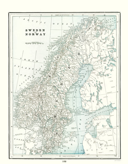 Historic Map - Sweden Norway - Rathbun 1893 - 23 x 29.39 - Vintage Wall Art