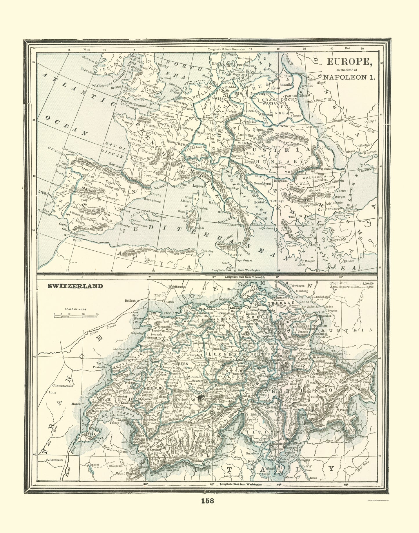 Historic Map - Switzerland - Rathbun 1893 - 23 x 29.30 - Vintage Wall Art