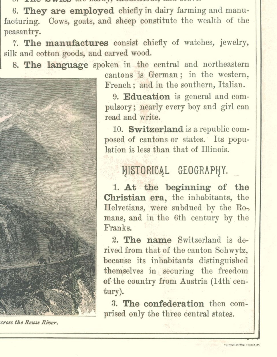 Historic Map - Switzerland - Monteith 1882 - 23 x 29.67 - Vintage Wall Art