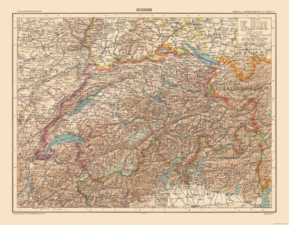 Historic Map - Switzerland - Schrader 1908 - 29.55 x 23 - Vintage Wall Art