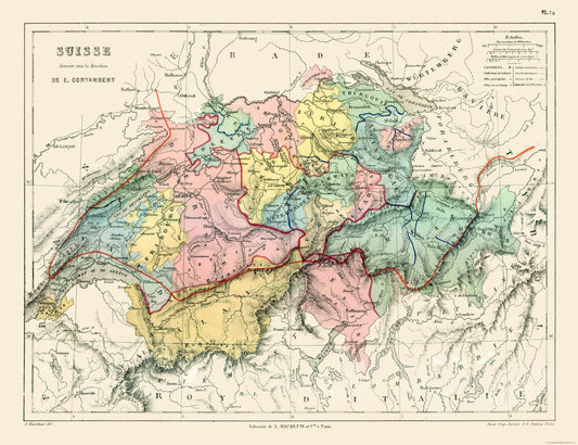 Historic Map - Switzerland - Cortambert 1880 - 29.91 x 23 - Vintage Wall Art