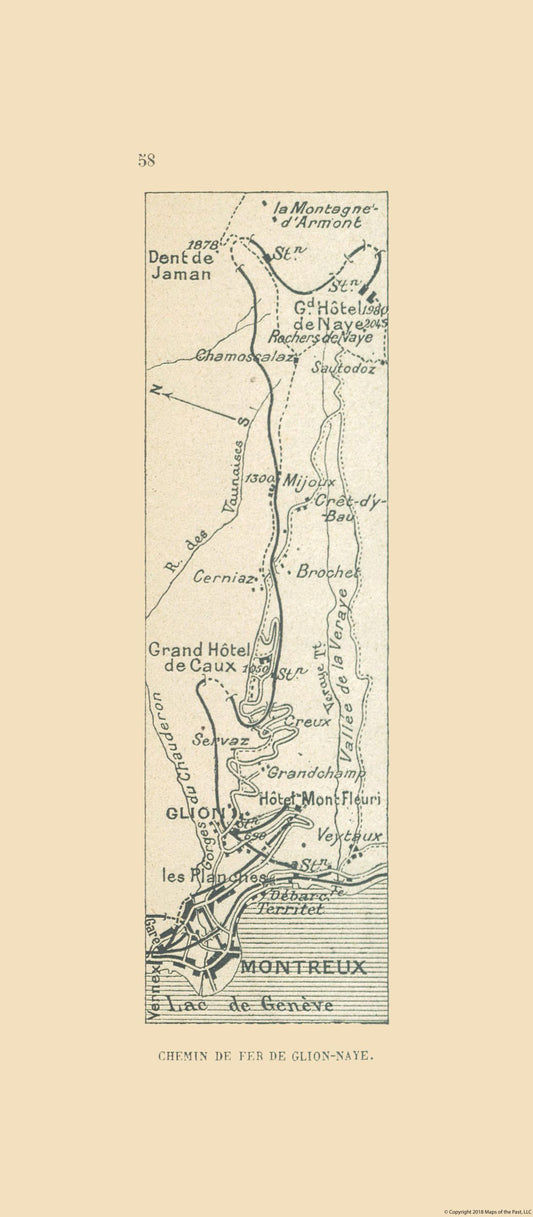 Historic Map - Switzerland Railroad - De Fer 1917 - 23 x 52.51 - Vintage Wall Art