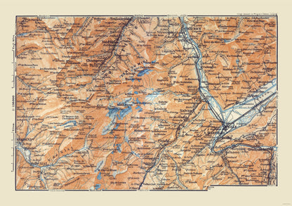 Historic Map - Dents du Midi Switzerland France - Baedeker 1921 - 32.70 x 23 - Vintage Wall Art