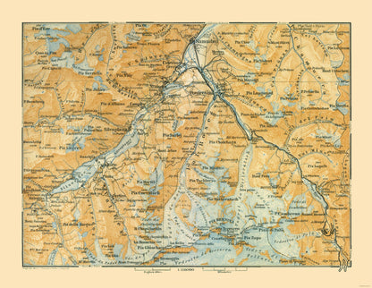 Historic Map - Val Roseg Switzerland - Baedeker 1921 - 29.68 x 23 - Vintage Wall Art