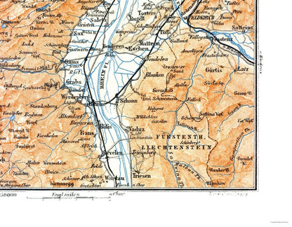 Historic Map - St Gallen Canton Switzerland - Baedeker 1921 - 29.46 x 23 - Vintage Wall Art