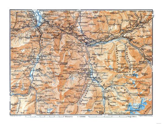 Historic Map - Salux Switzerland - Baedeker 1921 - 30.06 x 23 - Vintage Wall Art