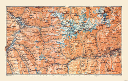 Historic Map - Switzerland Eastern - Baedeker 1921 - 36.19 x 23 - Vintage Wall Art