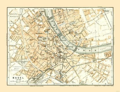 Historic Map - Basel Switzerland - Baedeker 1921 - 30.08 x 23 - Vintage Wall Art