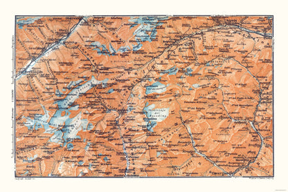 Historic Map - Gries Glacier Switzerland - Baedeker 1921 - 34.47 x 23 - Vintage Wall Art