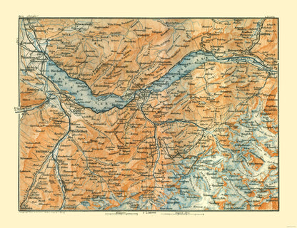 Historic Map - Switzerland - Baedeker 1921 - 29.90 x 23 - Vintage Wall Art