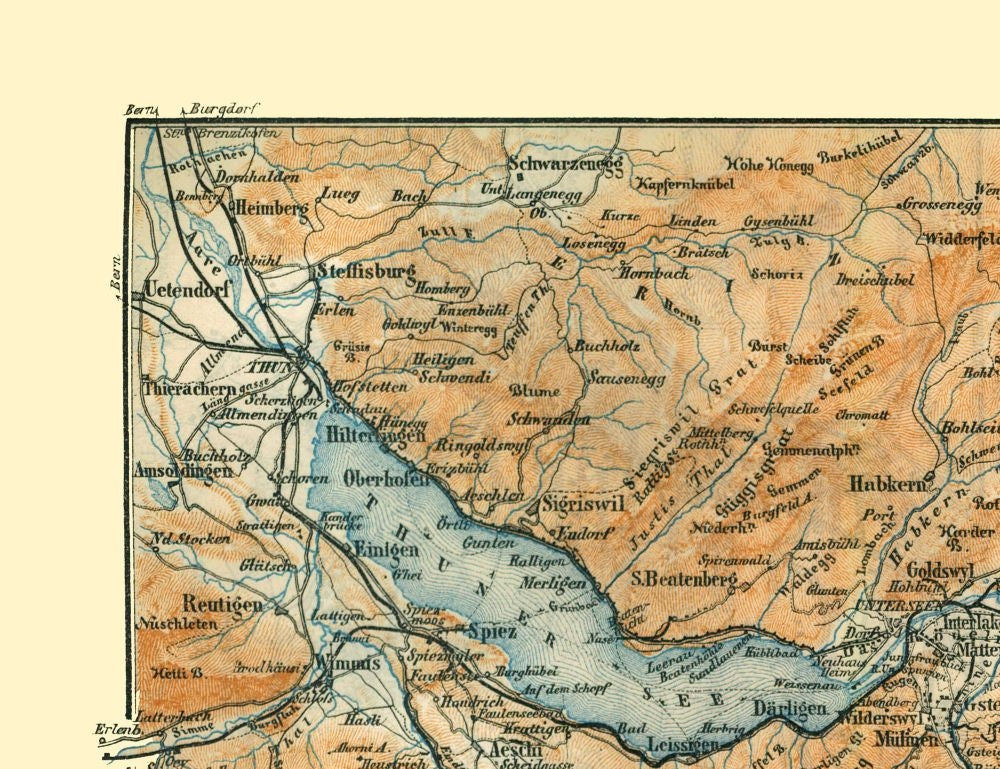 Historic Map - Switzerland - Baedeker 1921 - 29.90 x 23 - Vintage Wall Art