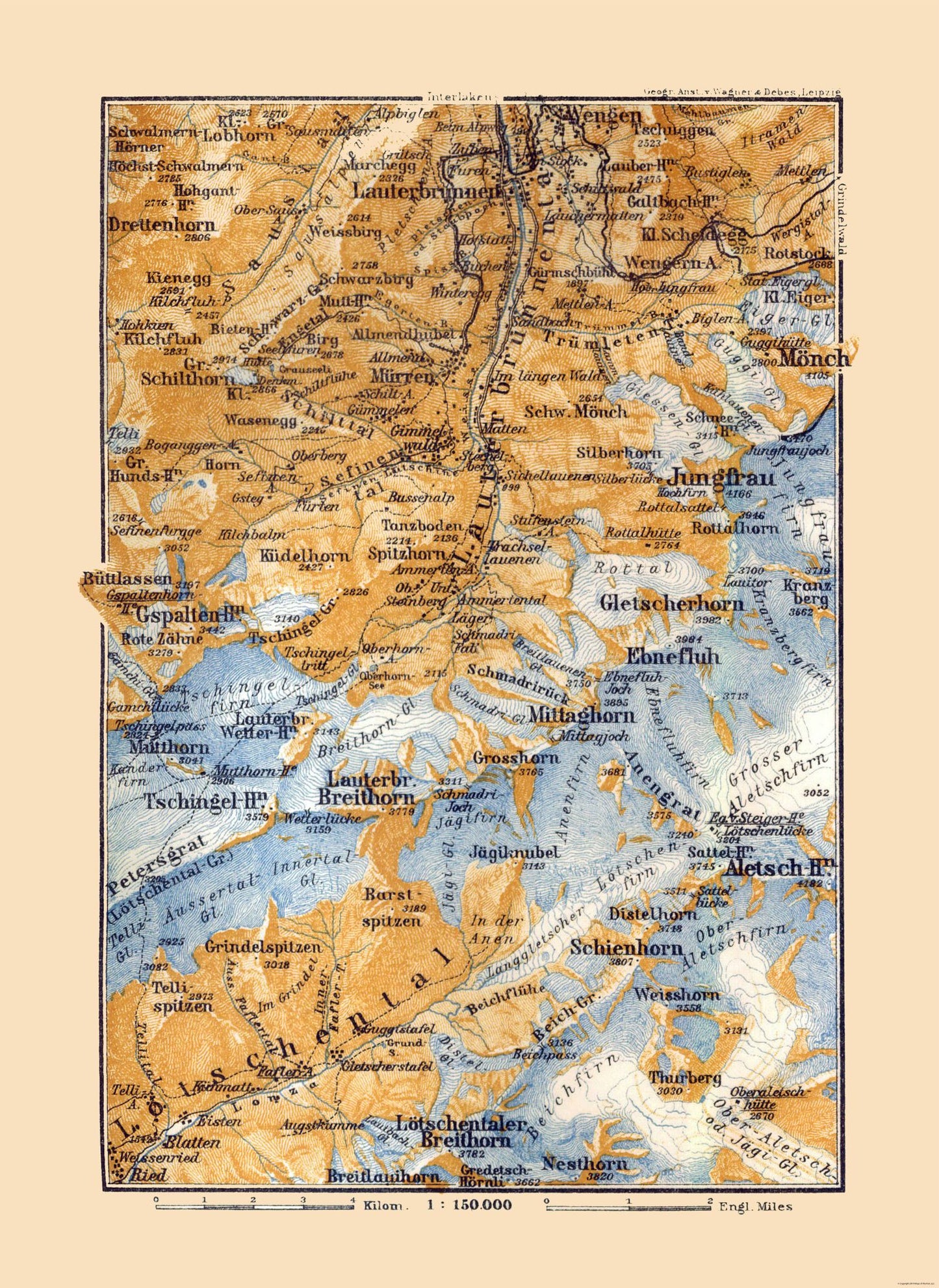 Historic Map - Switzerland - Baedeker 1921 - 23 x 31.54 - Vintage Wall Art