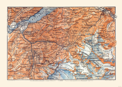 Historic Map - Grindelwald Switzerland - Baedeker 1921 - 32.12 x 23 - Vintage Wall Art