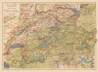 Historic Map - Switzerland - 1922 - 31.46 x 23 - Vintage Wall Art