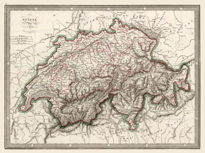 Historic Map - Switzerland - Monin 1839 - 30.76 x 23 - Vintage Wall Art