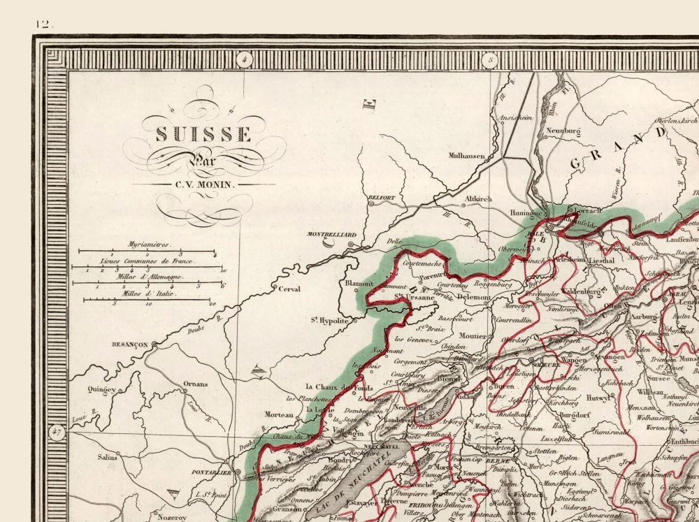 Historic Map - Switzerland - Monin 1839 - 30.76 x 23 - Vintage Wall Art