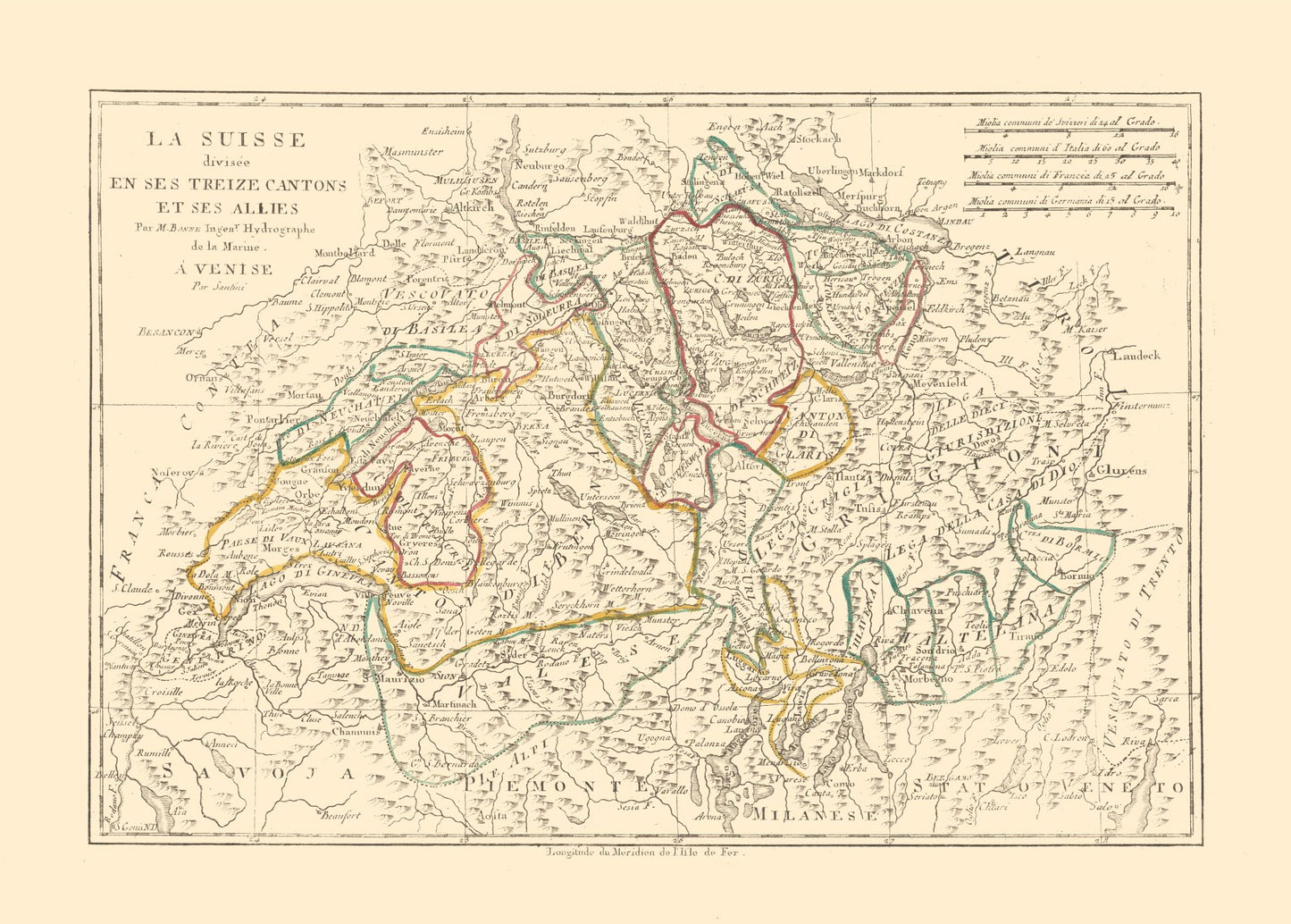 Historic Map - Switzerland - Santini 1794 - 32.15 x 23 - Vintage Wall Art