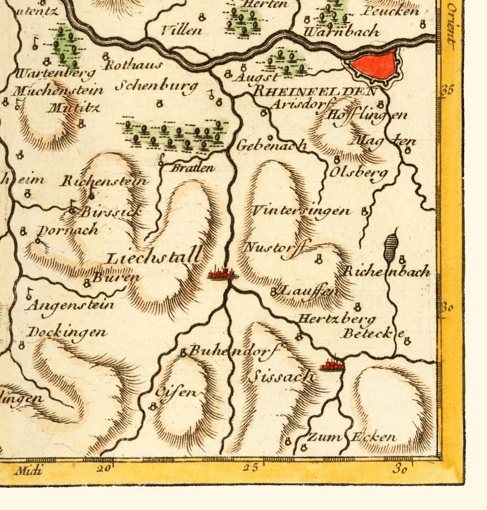 Historic Map - Northwestern Switzerland - Robert 1748 - 23 x 24.09 - Vintage Wall Art