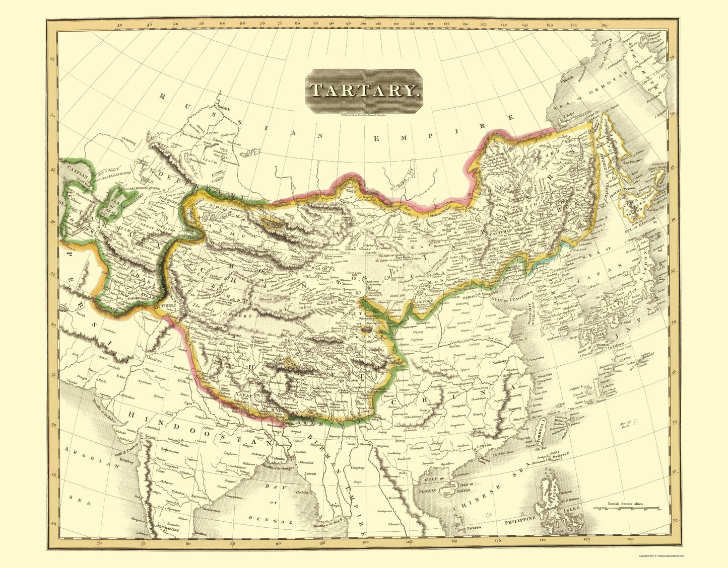 Historic Map - Tartary Region - Thomson 1814 - 23 x 29.44 - Vintage Wall Art