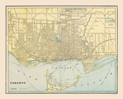 Historic Map - Toronto - Cram 1892 - 28.40 x 23 - Vintage Wall Art