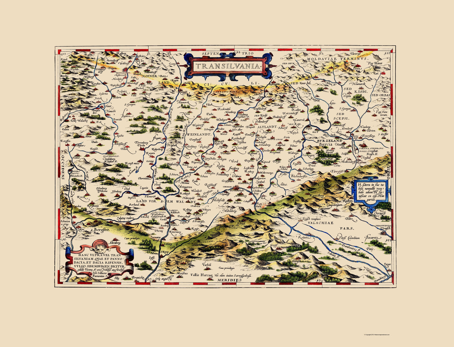 Historic Map - Transylvania Romania - Ortelius 1612 - 23 x 30.13 - Vintage Wall Art