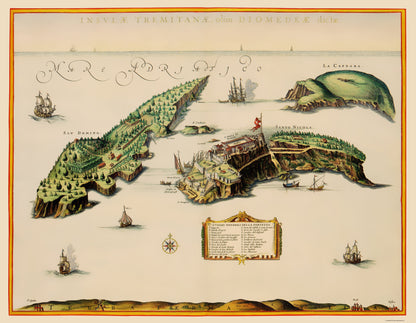 Historic Map - Isole Tremiti Italy - Blaeu 1662 - 23 x 29.64 - Vintage Wall Art