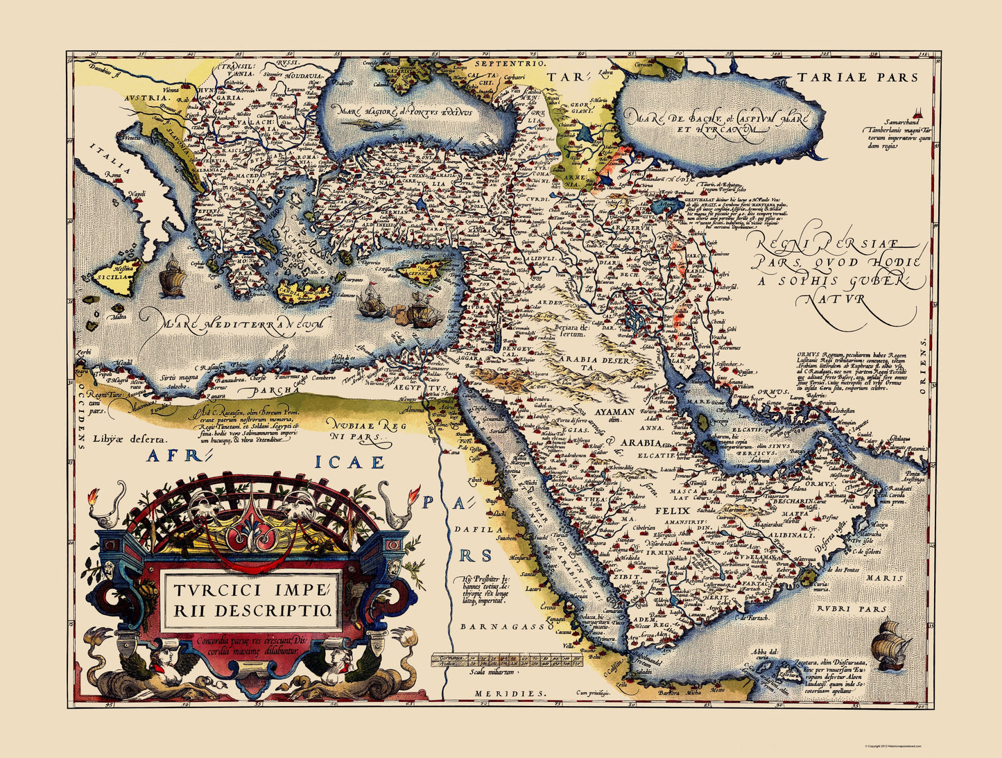 Historic Map - Ottoman Empire - Ortelius 1595 - 23 x 30.40 - Vintage Wall Art